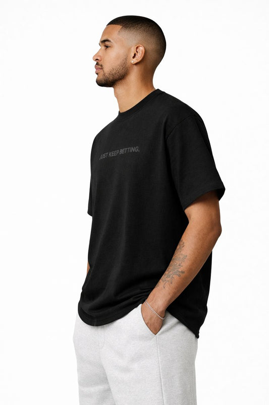 JUST KEEP BETTING HEAVYWEIGHT T-SHIRT – BLACK
